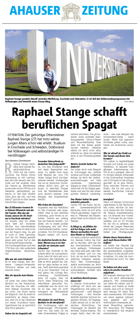 Münsterlandzeitung: Raphael Stange schafft beruflichen Spagat 2 interview muensterlandzeitung raphael stange schafft beruflichen spagat
